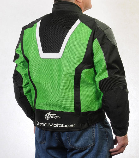 Slatin MotorGear Mesh Jackets for Riding in Hot Weather. SuperFabric overlay on Shoulders/Elbows, EZ-Zip-Out Waterproof Liner when it rains