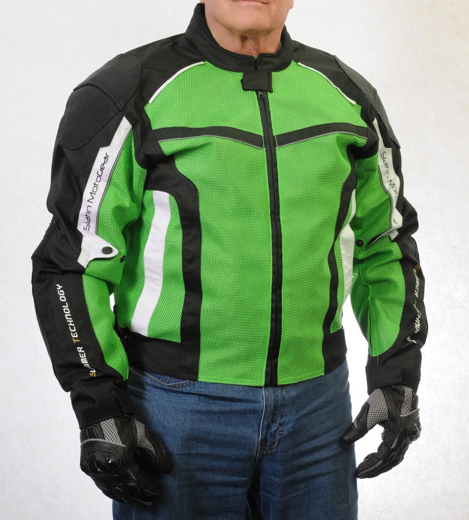 Slatin MotorGear Mesh Jackets for Riding in Hot Weather. SuperFabric overlay on Shoulders/Elbows, EZ-Zip-Out Waterproof Liner when it rains