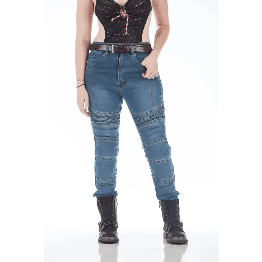 Womens' Motorcycle Aramid Lined Jeans with Knee & Hip Protectors
