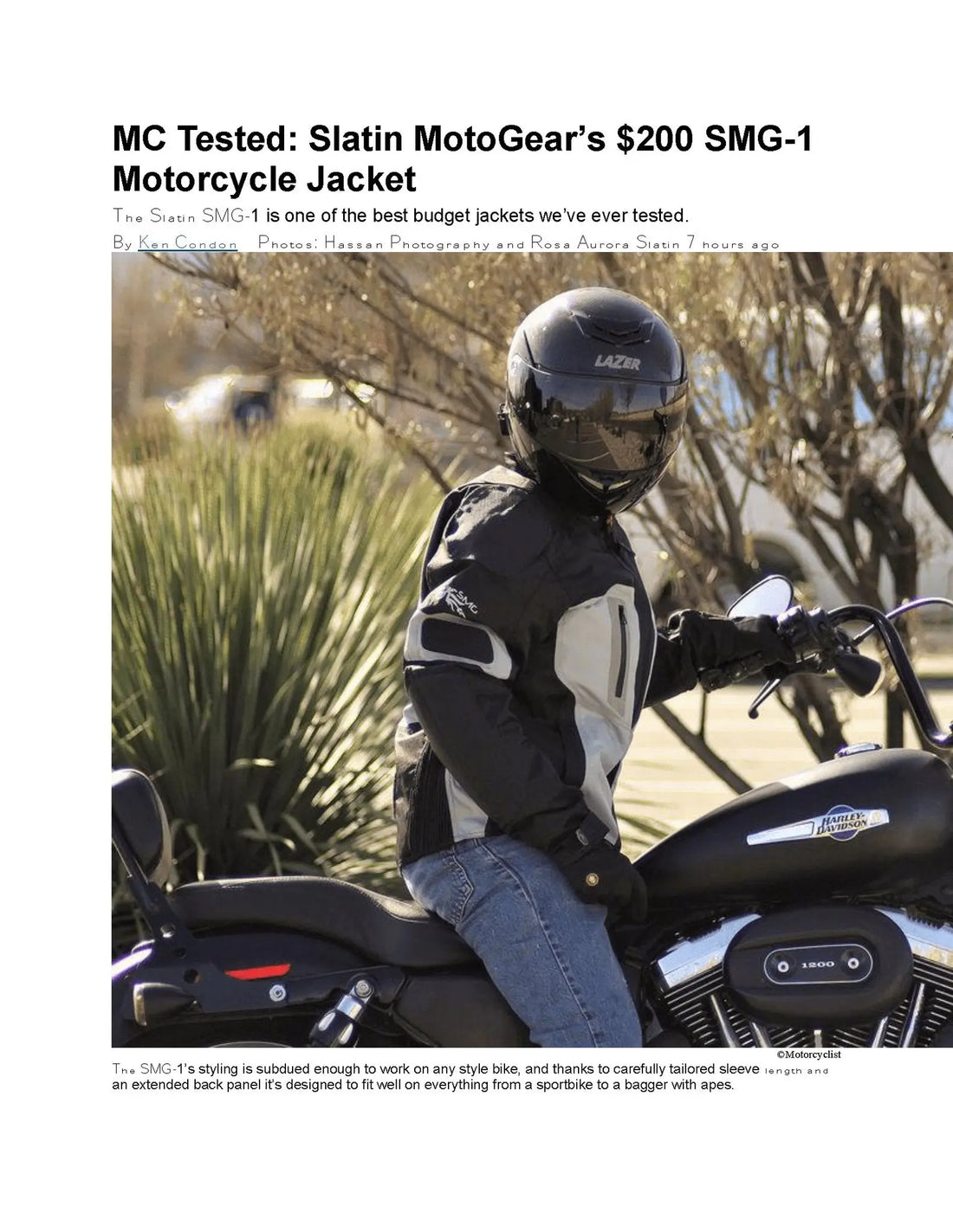 Motorcyclist Magazine's Online Website Review of the SMG-1 Winter Jacket