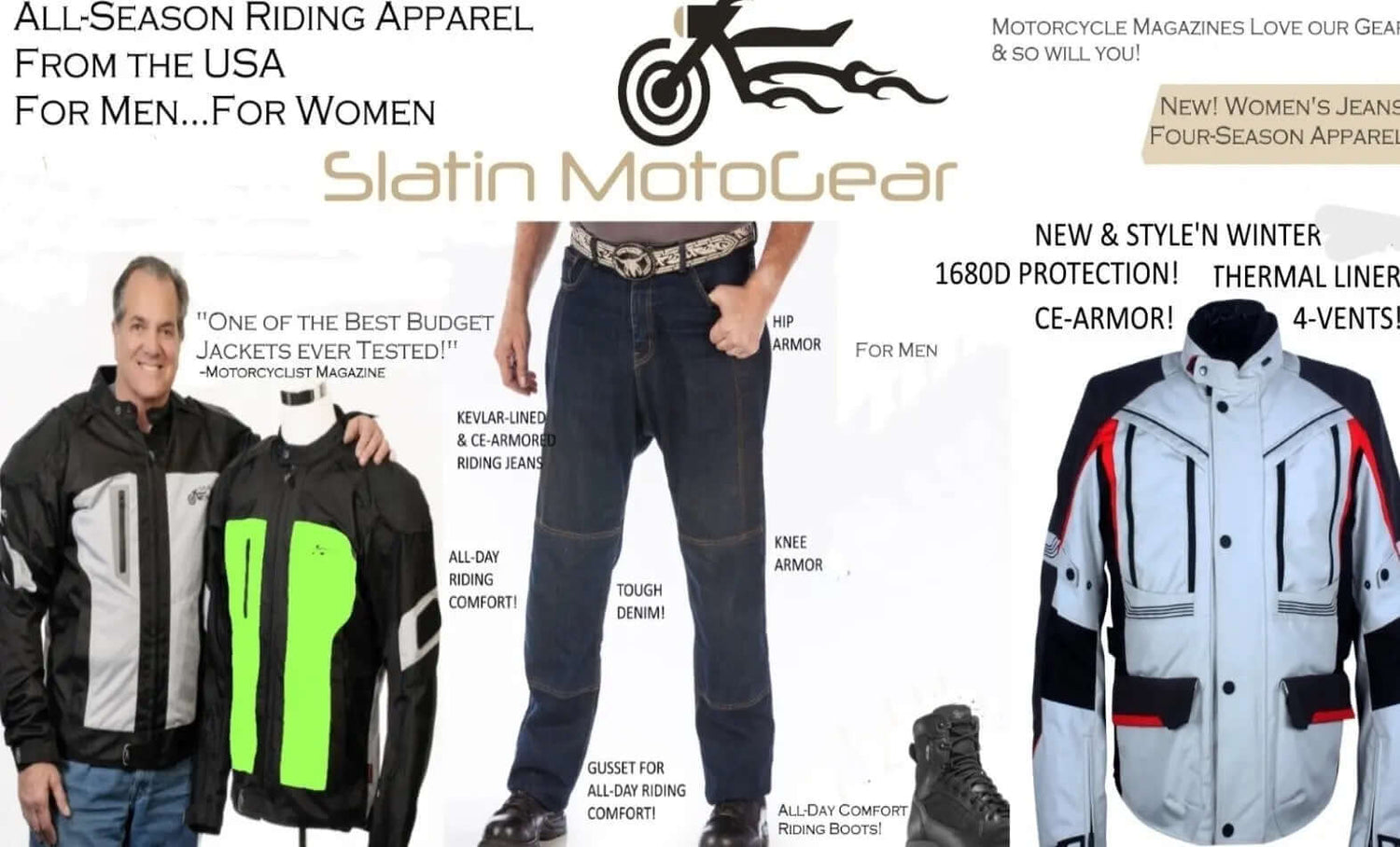 Winter Riding Slatin MotoGear      Motorcycle Jackets Jeans Gloves