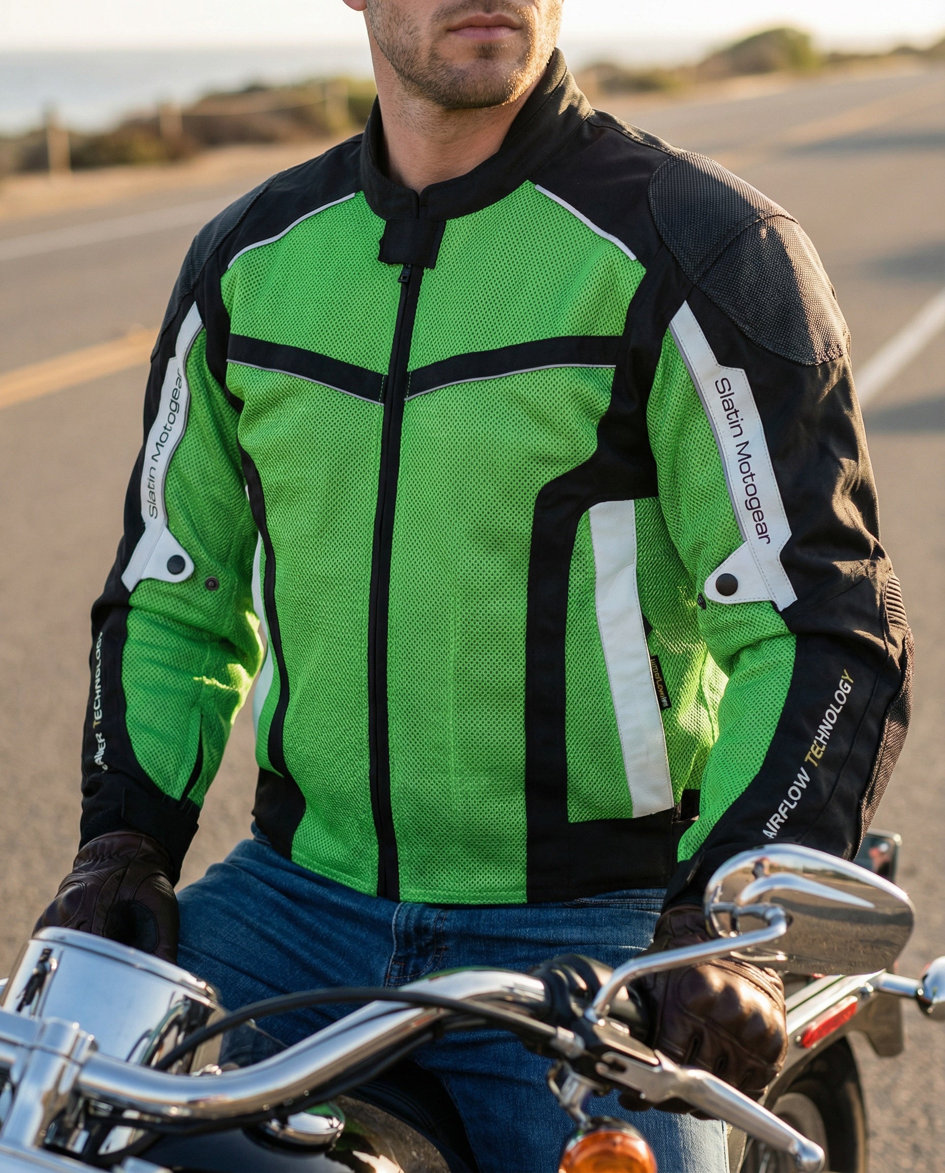Hi-Viz Green SuperFabric® Mesh Motorcycle Jacket | CE Armor