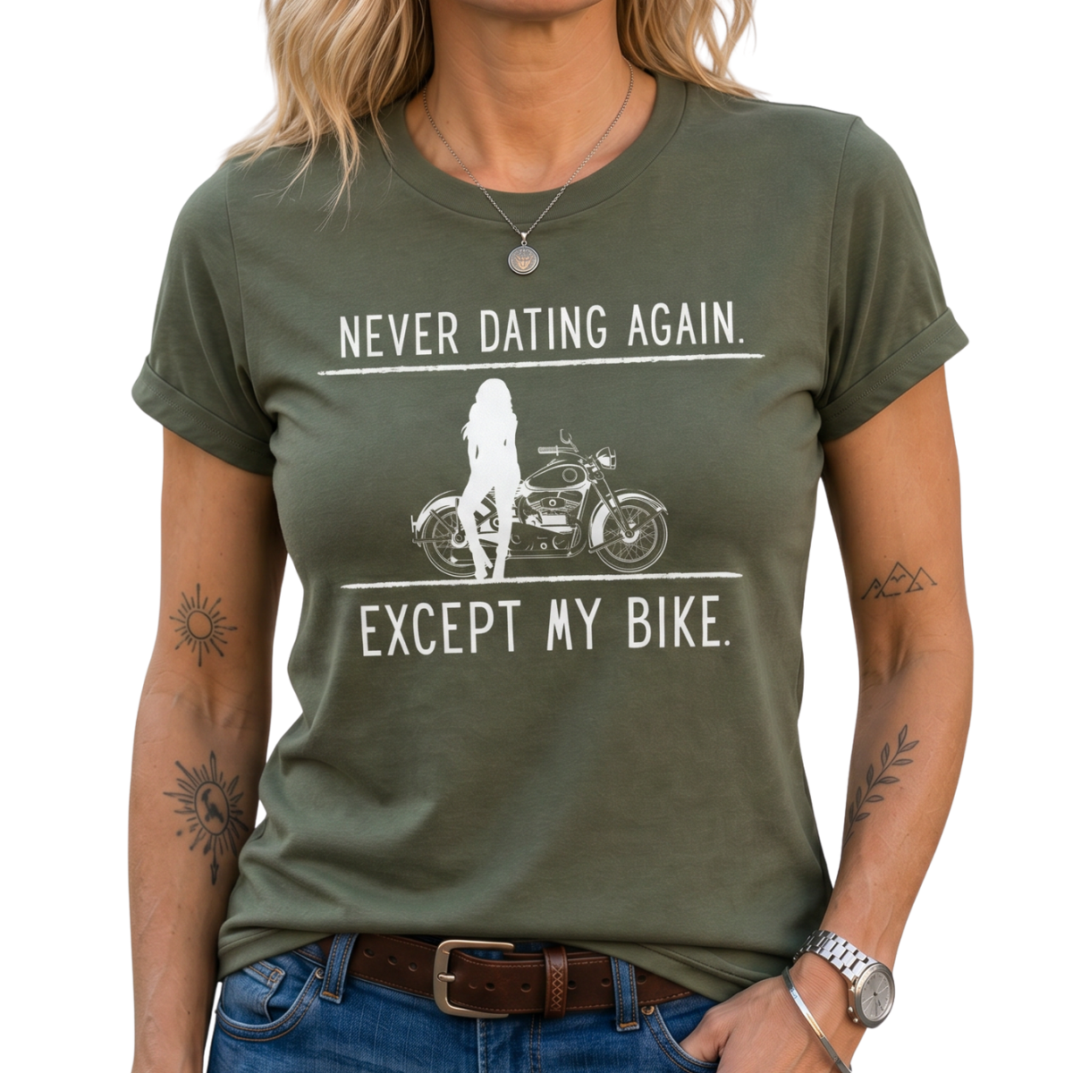 Never Dating Again Except My Bike T-Shirt | Biker Graphic Tee | Women’s Moto Shirt | Funny Motorcycle Tee