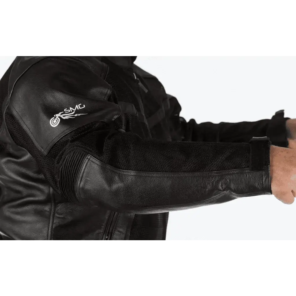 Black Leather & Mesh Jacket - Slatin MotoGear Motorcycle Jackets Jeans Gloves