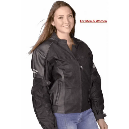 Black Leather & Mesh Jacket from Slatin MotoGear Motorcycle Jackets Jeans Gloves