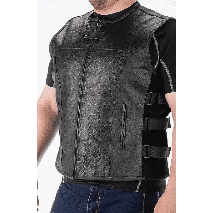 Men Concealed Carry Leather Vests - Slatin MotoGear Motorcycle Jackets Jeans Gloves