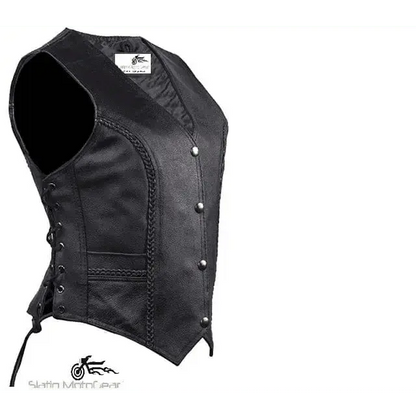Shapely Women Concealed Carry Leather Vest- Slatin MotoGear Motorcycle Jackets Jeans Gloves