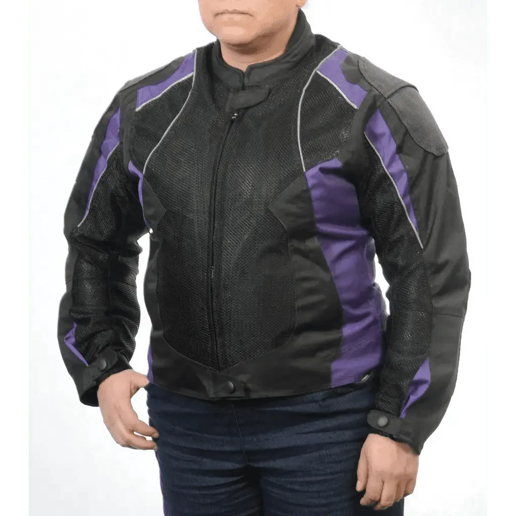Women's Purple Super Fabric Mesh Protective Biker Jacket